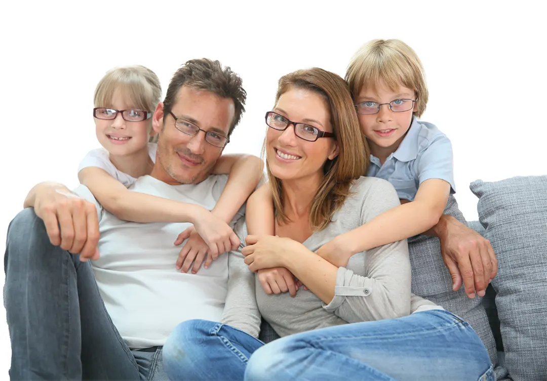 Family enjoying clear vision with Eye Save